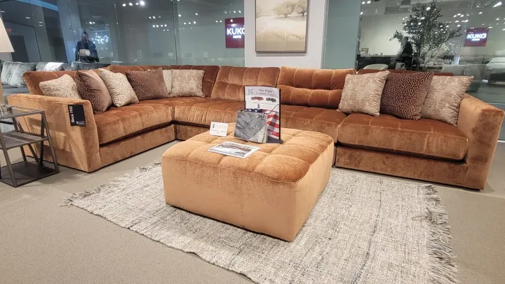 Rust colored velvet sofa sectional
